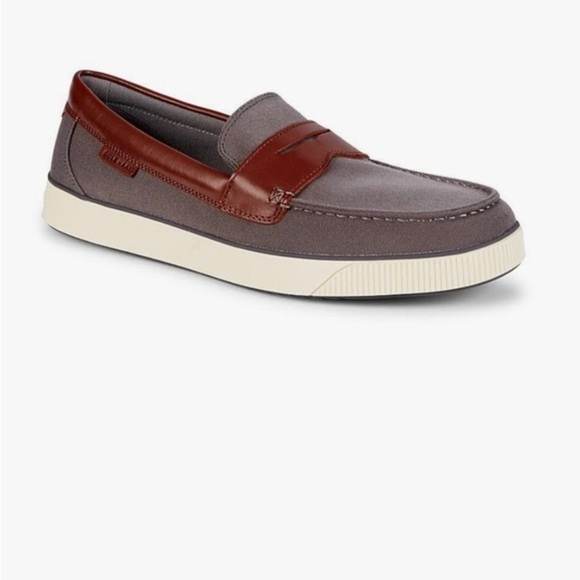 Cole haan men’s grey‎ & brown nantucket penny loafers new size 10.5 brand new main image 10